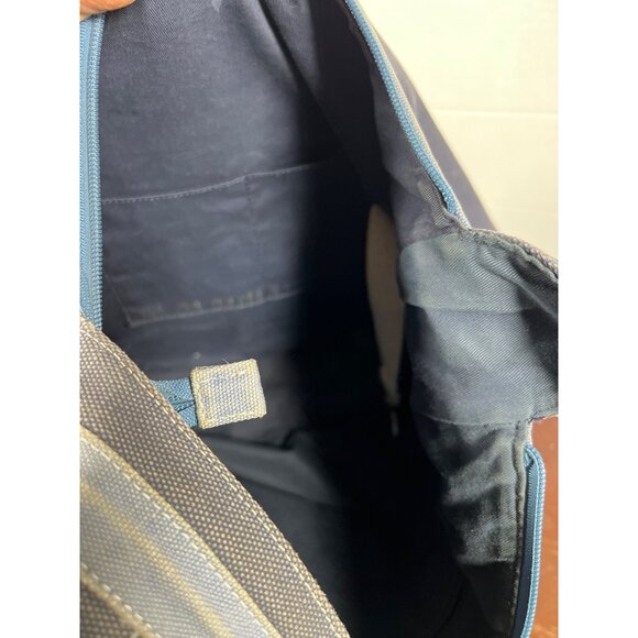 Lands End Canvas Tote Bag With Blue Stripes 13" x 18" A4 - Picture 4 of 6